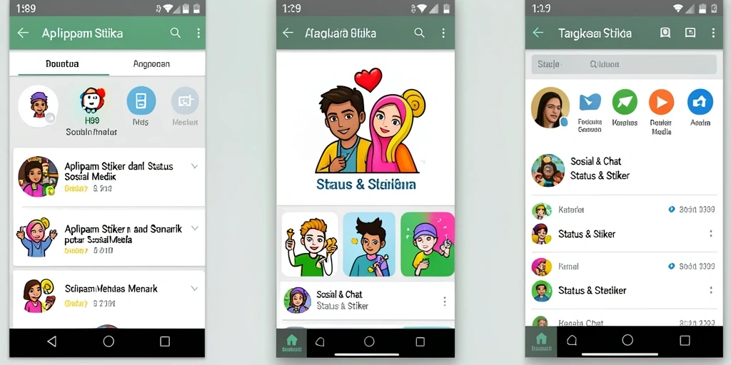 Tampilan antarmuka H89 dengan berbagai pilihan stiker dan status.