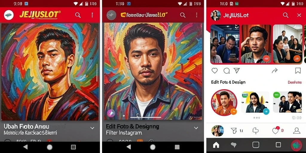 Antarmuka JEJUSLOT yang menampilkan berbagai filter Instagram.