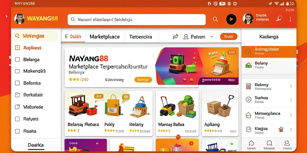 Tampilan antarmuka aplikasi WAYANG88 yang memudahkan pengguna berbelanja.